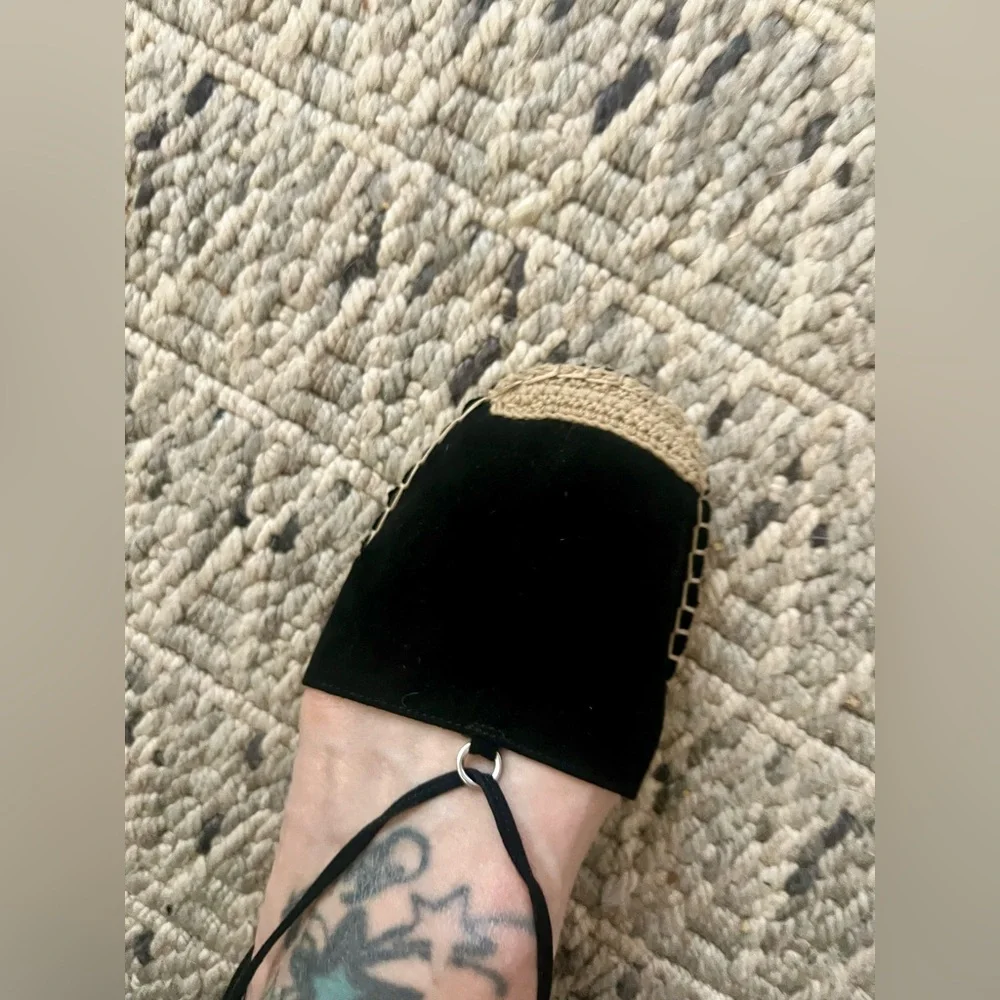 Black Forever 21 Espadrille Lace-Up Flats
